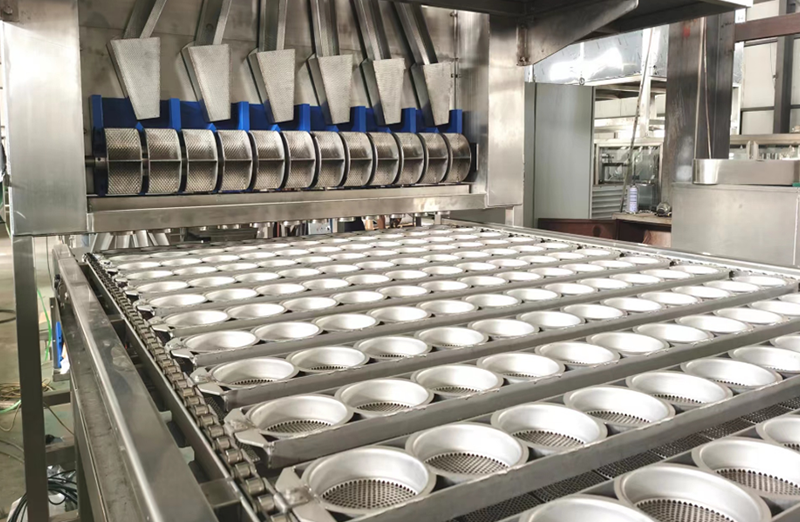 Línea de producción de fideos redondos instantáneos fritos